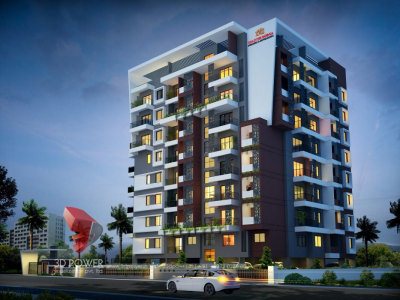 lavish apartment 3d architectural visualization rendering exterior night view design